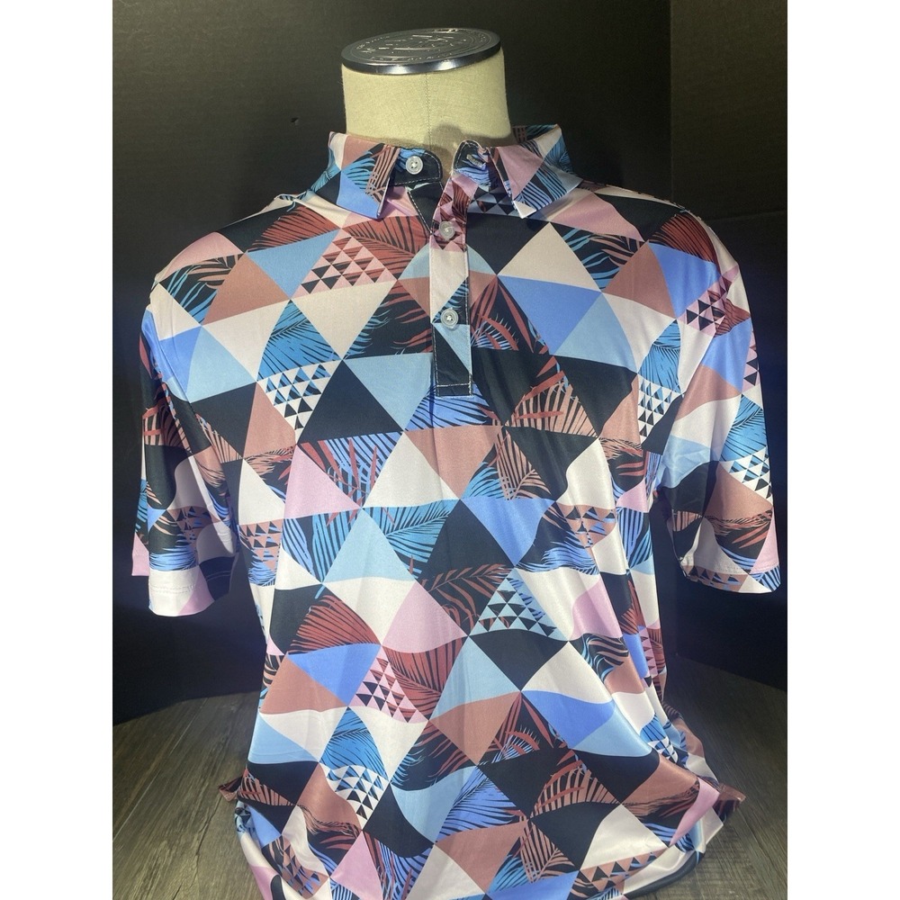 NEW Men's GreenSide Golf Polo Shirt Exotic Wave LARGE NWT NEW Fast Ship